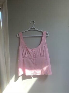 Hollister Light Pink Embroidered Button-Front Camisole